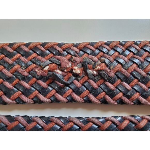 Paul & Shark Mens Braided Leather Belt Brown Black NO Buckle Italy 42in - Picture 7 of 8